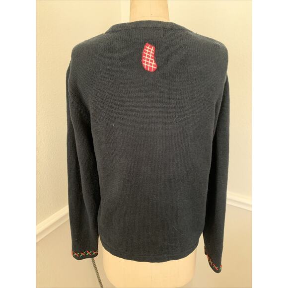All Point By Reference Point Cardigan Winter Christmas Santa Black Size M - Picture 4 of 7